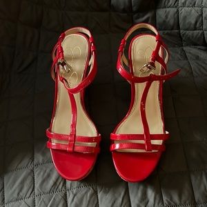 Red Jessica Simpson wedges. Size 8